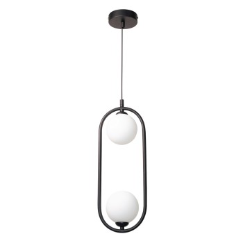 InLight Κρεμαστό φωτιστικό σε μαύρη απόχρωση και λευκή οπαλίνα 2XG9 D:40cm (4023-BL) InLight Κρεμαστό φωτιστικό σε μαύρη απόχρωση και λευκή οπαλίνα 2XG9 D:40cm (4023-BL)