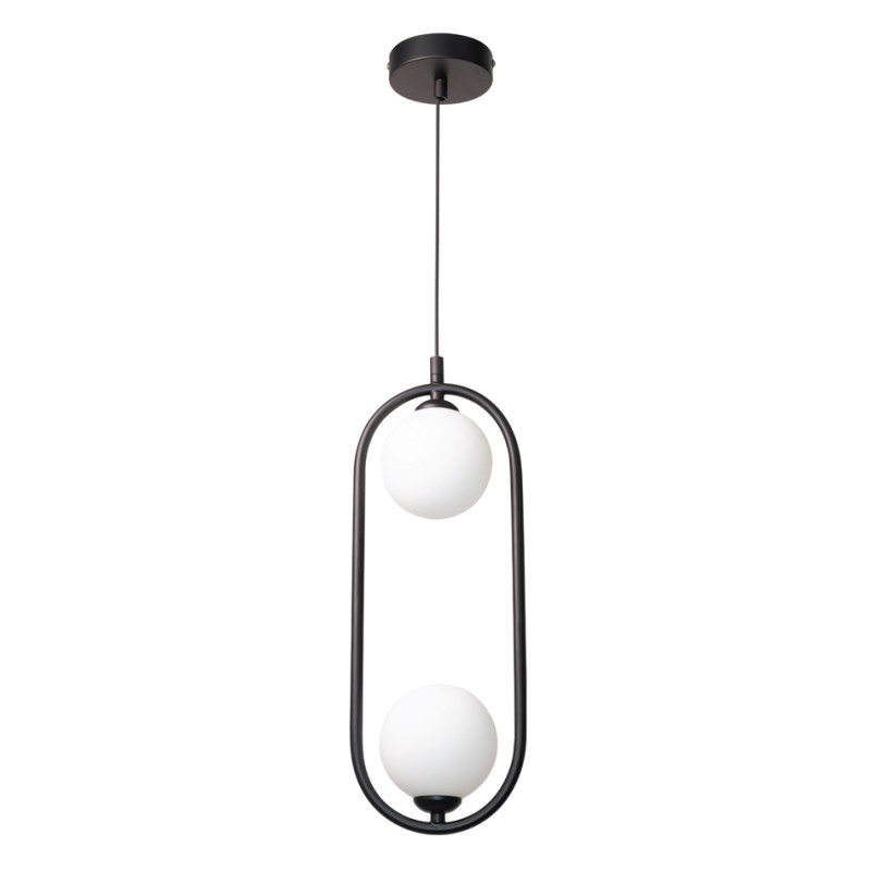 InLight Κρεμαστό φωτιστικό σε μαύρη απόχρωση και λευκή οπαλίνα 2XG9 D:40cm (4023-BL) InLight Κρεμαστό φωτιστικό σε μαύρη απόχρωση και λευκή οπαλίνα 2XG9 D:40cm (4023-BL)