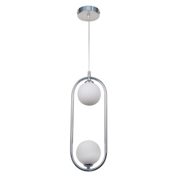 InLight Κρεμαστό φωτιστικό σε χρώμιο απόχρωση και λευκή οπαλίνα 2XG9 D:40cm (4023-CH) InLight Κρεμαστό φωτιστικό σε χρώμιο απόχρωση και λευκή οπαλίνα 2XG9 D:40cm (4023-CH)