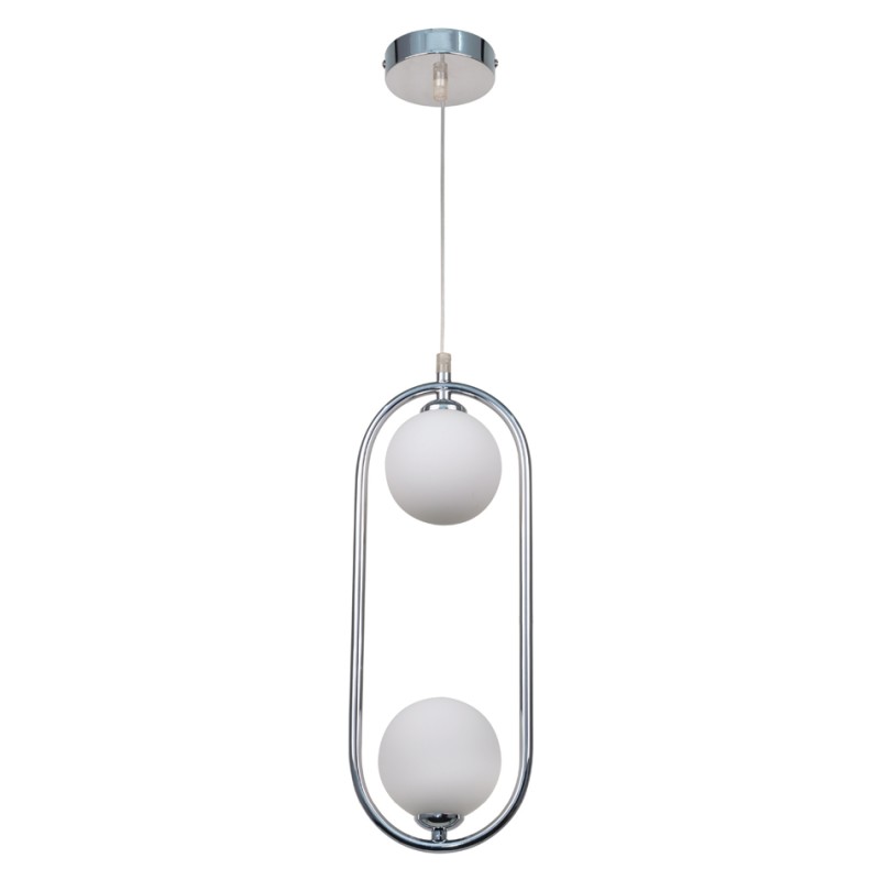 InLight Κρεμαστό φωτιστικό σε χρώμιο απόχρωση και λευκή οπαλίνα 2XG9 D:40cm (4023-CH) InLight Κρεμαστό φωτιστικό σε χρώμιο απόχρωση και λευκή οπαλίνα 2XG9 D:40cm (4023-CH)