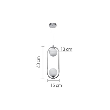 InLight Κρεμαστό φωτιστικό σε χρώμιο απόχρωση και λευκή οπαλίνα 2XG9 D:40cm (4023-CH) InLight Κρεμαστό φωτιστικό σε χρώμιο απόχρωση και λευκή οπαλίνα 2XG9 D:40cm (4023-CH)