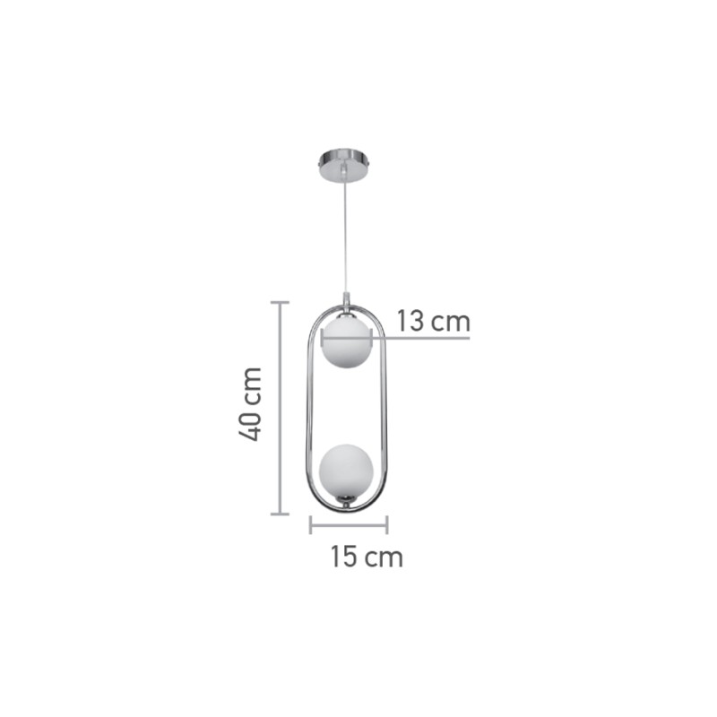 InLight Κρεμαστό φωτιστικό σε χρώμιο απόχρωση και λευκή οπαλίνα 2XG9 D:40cm (4023-CH) InLight Κρεμαστό φωτιστικό σε χρώμιο απόχρωση και λευκή οπαλίνα 2XG9 D:40cm (4023-CH)