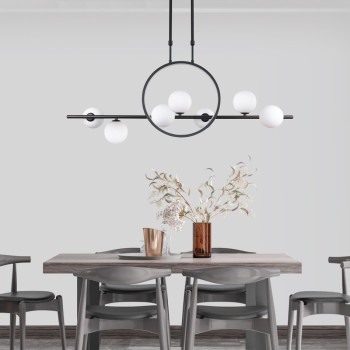 InLight Κρεμαστό φωτιστικό LED 14W 3000K και 7XG9 σε μαύρο χρώμα D:100cm (6062-BL) InLight Κρεμαστό φωτιστικό LED 14W 3000K και 7XG9 σε μαύρο χρώμα D:100cm (6062-BL)