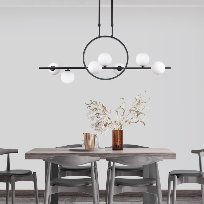 InLight Κρεμαστό φωτιστικό LED 14W 3000K και 7XG9 σε μαύρο χρώμα D:100cm (6062-BL) InLight Κρεμαστό φωτιστικό LED 14W 3000K και 7XG9 σε μαύρο χρώμα D:100cm (6062-BL)