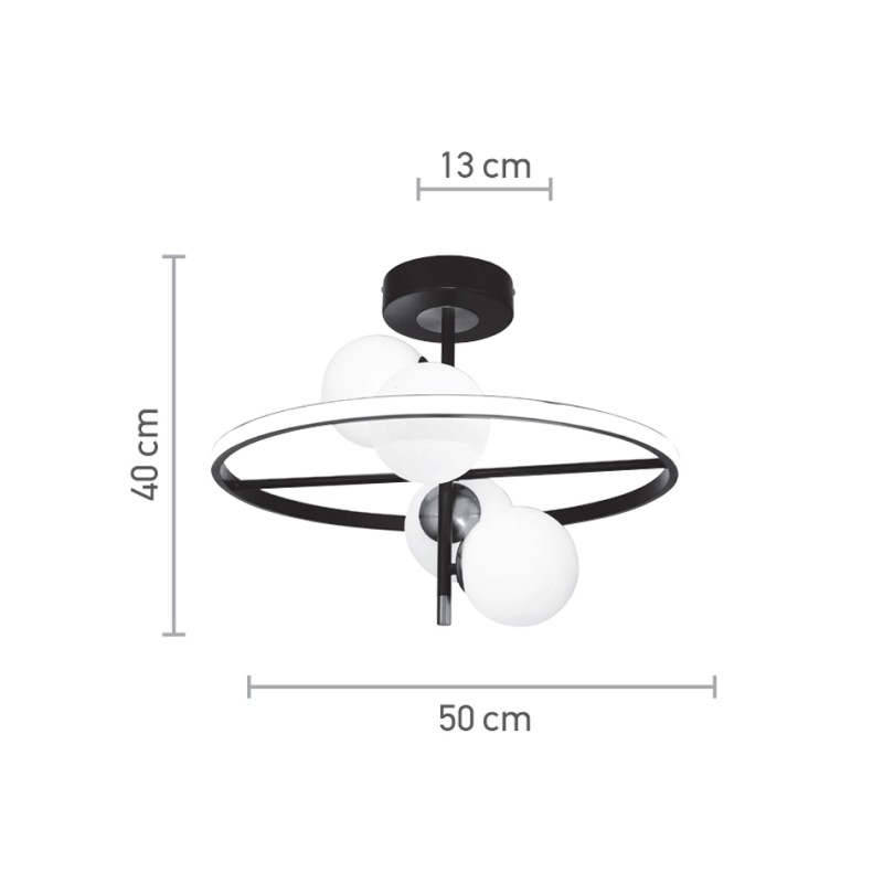 InLight Κρεμαστό φωτιστικό LED 20W 3000K και 4XG9 σε μαύρο και χρυσαφί χρώμα D:50cm (6063) InLight Κρεμαστό φωτιστικό LED 20W 3000K και 4XG9 σε μαύρο και χρυσαφί χρώμα D:50cm (6063)