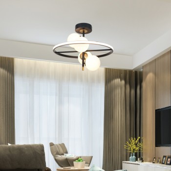 InLight Κρεμαστό φωτιστικό LED 20W 3000K και 4XG9 σε μαύρο και χρυσαφί χρώμα D:50cm (6063) InLight Κρεμαστό φωτιστικό LED 20W 3000K και 4XG9 σε μαύρο και χρυσαφί χρώμα D:50cm (6063)