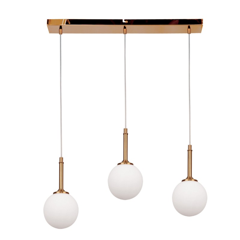 InLight Κρεμαστό φωτιστικό από χρυσαφί μέταλλο και λευκή οπαλίνα 3XG9 D:60cm (4016-3-RAIL) InLight Κρεμαστό φωτιστικό από χρυσαφί μέταλλο και λευκή οπαλίνα 3XG9 D:60cm (4016-3-RAIL)