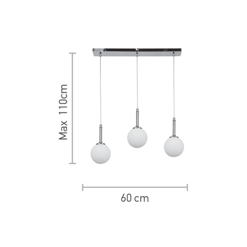 InLight Κρεμαστό φωτιστικό από χρυσαφί μέταλλο και λευκή οπαλίνα 3XG9 D:60cm (4016-3-RAIL) InLight Κρεμαστό φωτιστικό από χρυσαφί μέταλλο και λευκή οπαλίνα 3XG9 D:60cm (4016-3-RAIL)