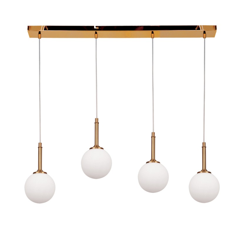 InLight Κρεμαστό φωτιστικό από χρυσαφί μέταλλο και λευκή οπαλίνα 4XG9 D:80cm (4016-4-RAIL) InLight Κρεμαστό φωτιστικό από χρυσαφί μέταλλο και λευκή οπαλίνα 4XG9 D:80cm (4016-4-RAIL)