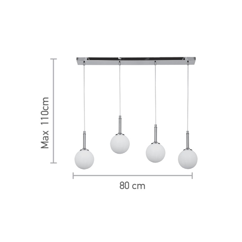 InLight Κρεμαστό φωτιστικό από χρυσαφί μέταλλο και λευκή οπαλίνα 4XG9 D:80cm (4016-4-RAIL) InLight Κρεμαστό φωτιστικό από χρυσαφί μέταλλο και λευκή οπαλίνα 4XG9 D:80cm (4016-4-RAIL)