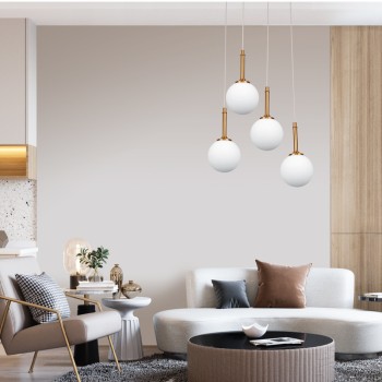 InLight Κρεμαστό φωτιστικό από χρυσαφί μέταλλο και λευκή οπαλίνα 4XG9 D:30cm (4016-4-ROSETTE) InLight Κρεμαστό φωτιστικό από χρυσαφί μέταλλο και λευκή οπαλίνα 4XG9 D:30cm (4016-4-ROSETTE)