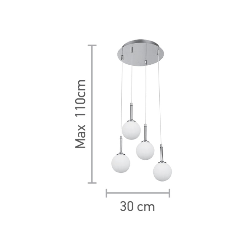 InLight Κρεμαστό φωτιστικό από χρυσαφί μέταλλο και λευκή οπαλίνα 4XG9 D:30cm (4016-4-ROSETTE) InLight Κρεμαστό φωτιστικό από χρυσαφί μέταλλο και λευκή οπαλίνα 4XG9 D:30cm (4016-4-ROSETTE)
