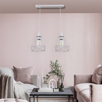 InLight Κρεμαστό φωτιστικό από λευκό μέταλλο 2XE27 D:40cm (4024-2-WH-RAIL) InLight Κρεμαστό φωτιστικό από λευκό μέταλλο 2XE27 D:40cm (4024-2-WH-RAIL)