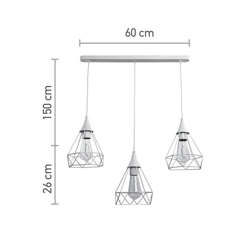 InLight Κρεμαστό φωτιστικό από λευκό μέταλλο 3XE27 D:60cm (4024-3-WH-RAIL) InLight Κρεμαστό φωτιστικό από λευκό μέταλλο 3XE27 D:60cm (4024-3-WH-RAIL)