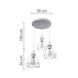 InLight Κρεμαστό φωτιστικό από λευκό μέταλλο 3XE27 D:30cm (4024-3-WH-ROSETTE)