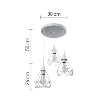 InLight Κρεμαστό φωτιστικό από λευκό μέταλλο 3XE27 D:30cm (4024-3-WH-ROSETTE) InLight Κρεμαστό φωτιστικό από λευκό μέταλλο 3XE27 D:30cm (4024-3-WH-ROSETTE)