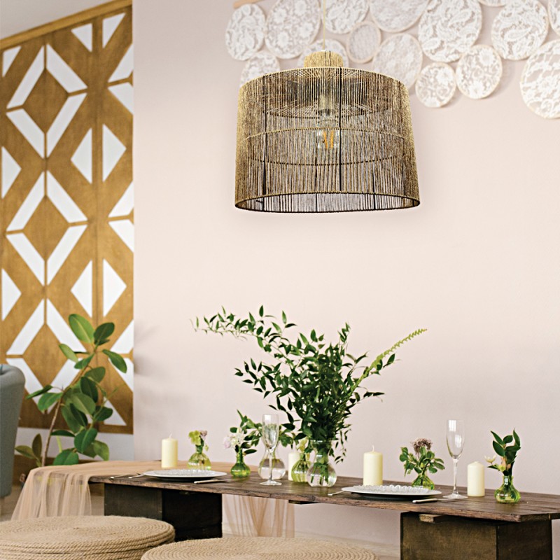 InLight Κρεμαστό φωτιστικό καφέ από σχοινί 1XE27 D:40cm (4030) InLight Κρεμαστό φωτιστικό καφέ από σχοινί 1XE27 D:40cm (4030)