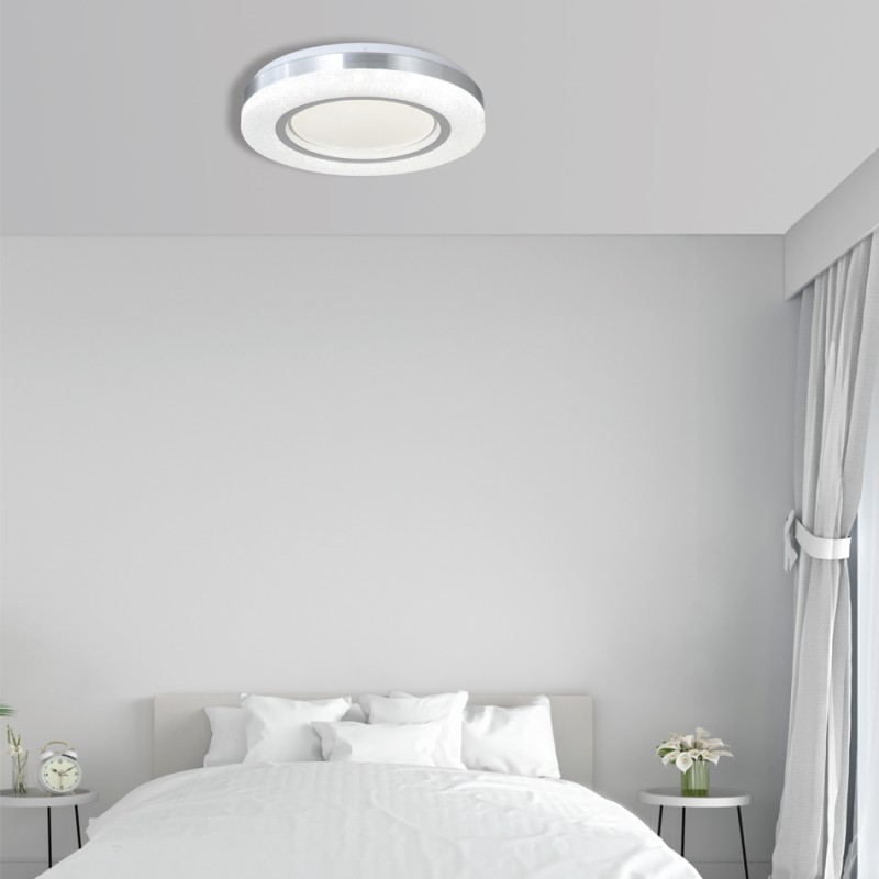 InLight Πλαφονιέρα οροφής LED 54W 3CCT (by tuya) από λευκό και ασημί ακρυλικό D:40cm (42016-B) InLight Πλαφονιέρα οροφής LED 54W 3CCT (by tuya) από λευκό και ασημί ακρυλικό D:40cm (42016-B)