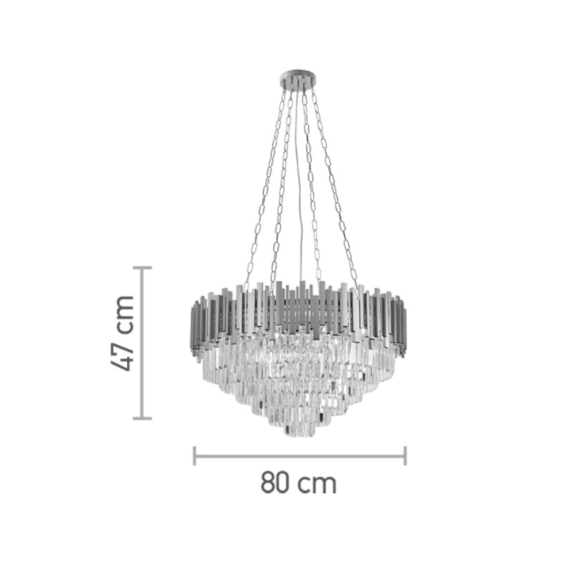 InLight Κρεμαστό φωτιστικό από χρυσαφί αλουμίνιο και κρύσταλλα 12XE14 D:80cm (6068-12) InLight Κρεμαστό φωτιστικό από χρυσαφί αλουμίνιο και κρύσταλλα 12XE14 D:80cm (6068-12)