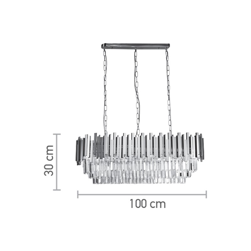 InLight Κρεμαστό φωτιστικό από χρυσαφί αλουμίνιο και κρύσταλλα 12XE14 D:100cm (6069-12)