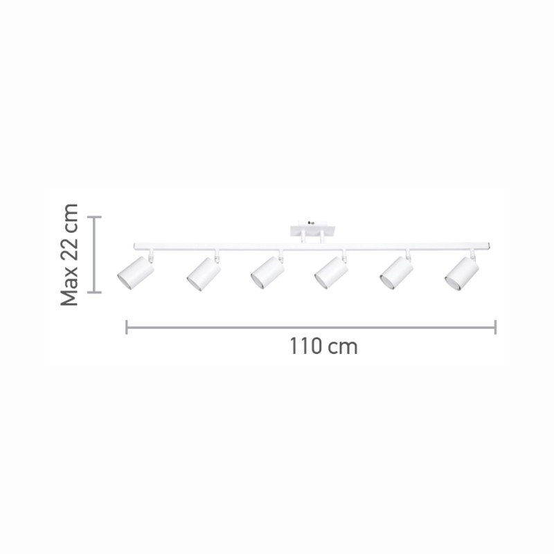 InLight Επιτοίχιο σποτ από μέταλλο σε λευκή απόχρωση 6XGU10 D:110cm (9086-6) InLight Επιτοίχιο σποτ από μέταλλο σε λευκή απόχρωση 6XGU10 D:110cm (9086-6)