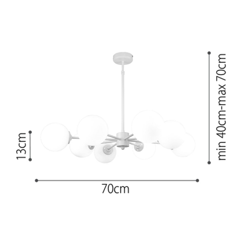 InLight Κρεμαστό φωτιστικό από λευκό μέταλλο και λευκή οπαλίνα 6XG9 D:70cm (5012-8) InLight Κρεμαστό φωτιστικό από λευκό μέταλλο και λευκή οπαλίνα 6XG9 D:70cm (5012-8)