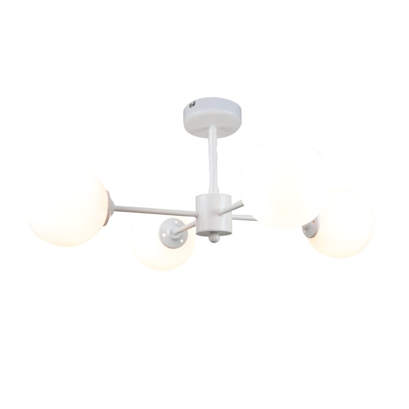 InLight Κρεμαστό φωτιστικό από λευκό μέταλλο και λευκή οπαλίνα 4XG9 D:70cm (5012-4) InLight Κρεμαστό φωτιστικό από λευκό μέταλλο και λευκή οπαλίνα 4XG9 D:70cm (5012-4)