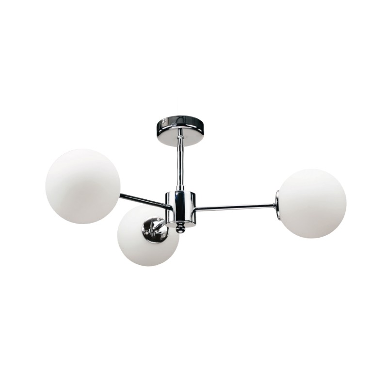 InLight Κρεμαστό φωτιστικό από χρώμιο μέταλλο και λευκή οπαλίνα 3XG9 D:45cm (5014-3) InLight Κρεμαστό φωτιστικό από χρώμιο μέταλλο και λευκή οπαλίνα 3XG9 D:45cm (5014-3)