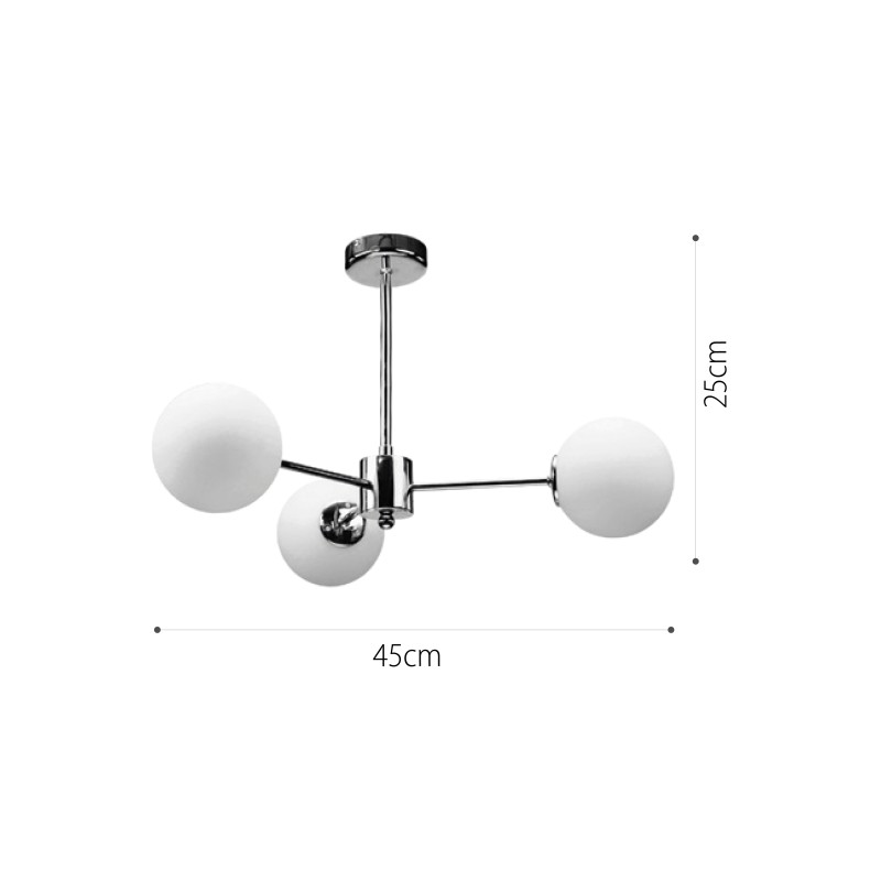 InLight Κρεμαστό φωτιστικό από χρώμιο μέταλλο και λευκή οπαλίνα 3XG9 D:45cm (5014-3) InLight Κρεμαστό φωτιστικό από χρώμιο μέταλλο και λευκή οπαλίνα 3XG9 D:45cm (5014-3)