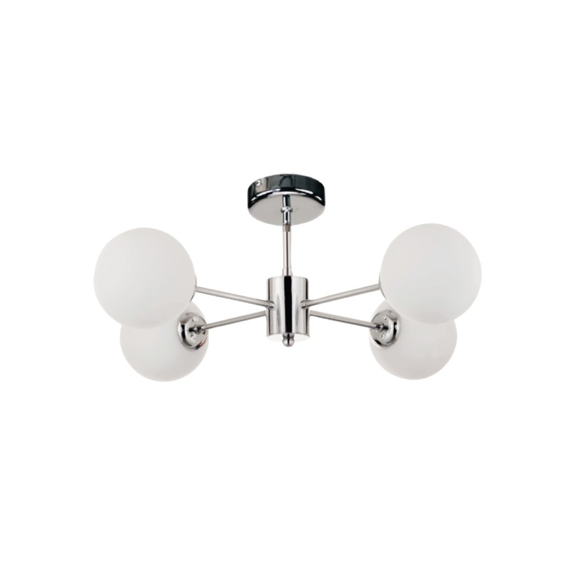 InLight Κρεμαστό φωτιστικό από χρώμιο μέταλλο και λευκή οπαλίνα 4XG9 D:45cm (5014-4) InLight Κρεμαστό φωτιστικό από χρώμιο μέταλλο και λευκή οπαλίνα 4XG9 D:45cm (5014-4)