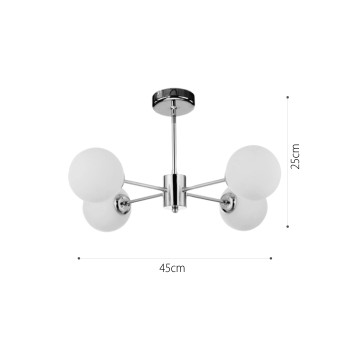 InLight Κρεμαστό φωτιστικό από χρώμιο μέταλλο και λευκή οπαλίνα 4XG9 D:45cm (5014-4) InLight Κρεμαστό φωτιστικό από χρώμιο μέταλλο και λευκή οπαλίνα 4XG9 D:45cm (5014-4)