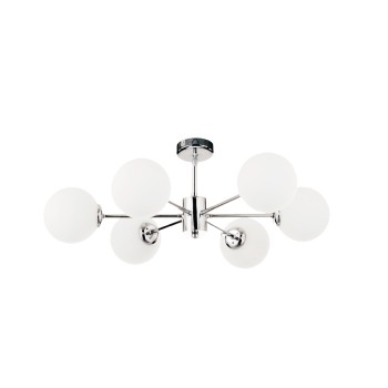 InLight Κρεμαστό φωτιστικό από χρώμιο μέταλλο και λευκή οπαλίνα 6XG9 D:55cm (5014-6) InLight Κρεμαστό φωτιστικό από χρώμιο μέταλλο και λευκή οπαλίνα 6XG9 D:55cm (5014-6)