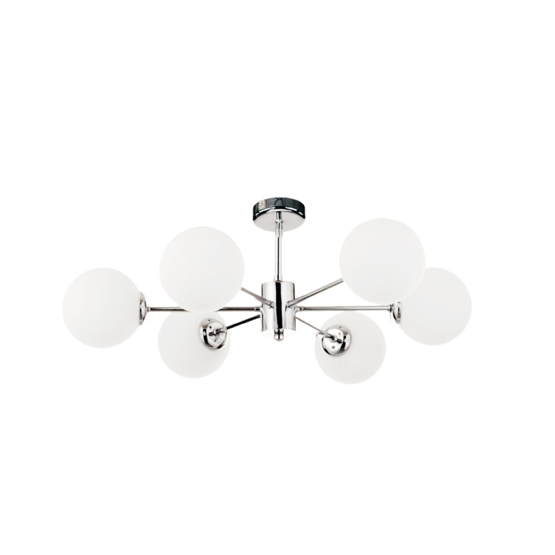 InLight Κρεμαστό φωτιστικό από χρώμιο μέταλλο και λευκή οπαλίνα 6XG9 D:55cm (5014-6) InLight Κρεμαστό φωτιστικό από χρώμιο μέταλλο και λευκή οπαλίνα 6XG9 D:55cm (5014-6)