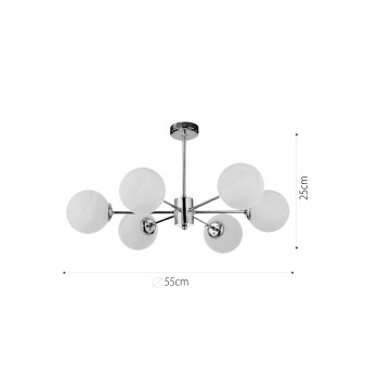 InLight Κρεμαστό φωτιστικό από χρώμιο μέταλλο και λευκή οπαλίνα 6XG9 D:55cm (5014-6) InLight Κρεμαστό φωτιστικό από χρώμιο μέταλλο και λευκή οπαλίνα 6XG9 D:55cm (5014-6)