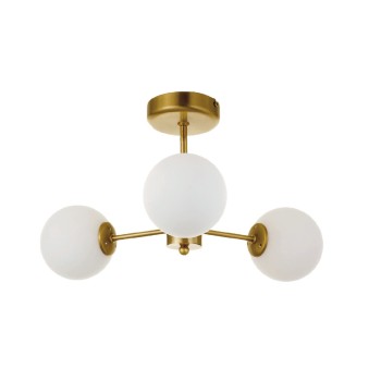 InLight Κρεμαστό φωτιστικό από χρυσό ματ μέταλλο και λευκή οπαλίνα 3XG9 D:45cm (5015-3) InLight Κρεμαστό φωτιστικό από χρυσό ματ μέταλλο και λευκή οπαλίνα 3XG9 D:45cm (5015-3)