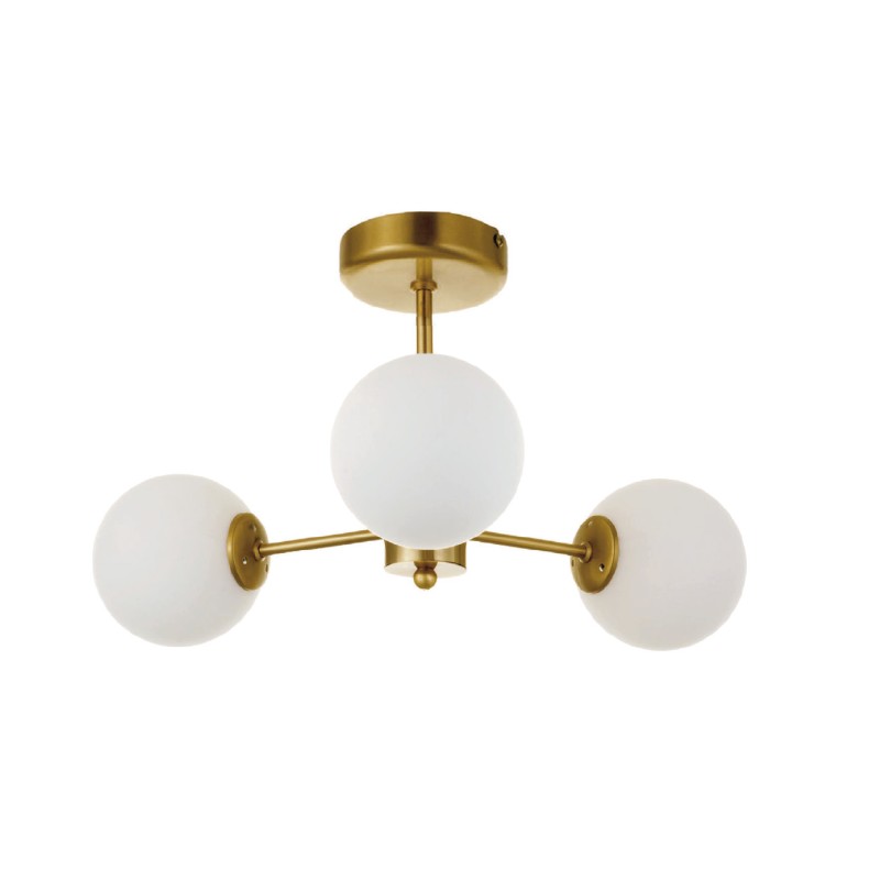 InLight Κρεμαστό φωτιστικό από χρυσό ματ μέταλλο και λευκή οπαλίνα 3XG9 D:45cm (5015-3) InLight Κρεμαστό φωτιστικό από χρυσό ματ μέταλλο και λευκή οπαλίνα 3XG9 D:45cm (5015-3)