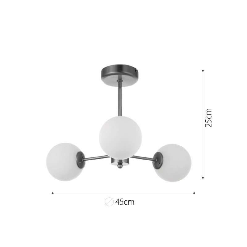 InLight Κρεμαστό φωτιστικό από χρυσό ματ μέταλλο και λευκή οπαλίνα 3XG9 D:45cm (5015-3) InLight Κρεμαστό φωτιστικό από χρυσό ματ μέταλλο και λευκή οπαλίνα 3XG9 D:45cm (5015-3)