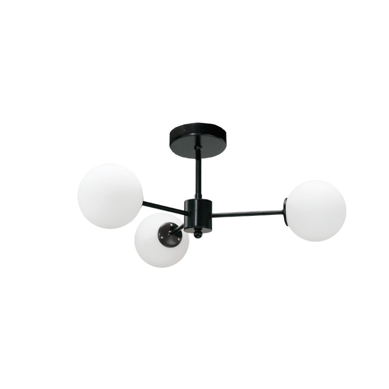 InLight Κρεμαστό φωτιστικό από μαύρο μέταλλο και λευκή οπαλίνα 3XG9 D:45cm (5016-3) InLight Κρεμαστό φωτιστικό από μαύρο μέταλλο και λευκή οπαλίνα 3XG9 D:45cm (5016-3)