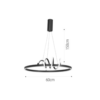 InLight Κρεμαστό φωτιστικό LED 44W 3CCT (by switch on base) σε μαύρο χρώμα D:60cm (6076-BL) InLight Κρεμαστό φωτιστικό LED 44W 3CCT (by switch on base) σε μαύρο χρώμα D:60cm (6076-BL)