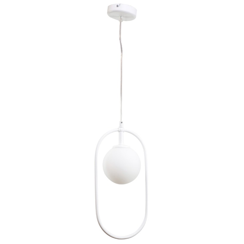 InLight Κρεμαστό φωτιστικό σε λευκή απόχρωση και λευκή οπαλίνα 1XG9 D:40cm (4050-WH) InLight Κρεμαστό φωτιστικό σε λευκή απόχρωση και λευκή οπαλίνα 1XG9 D:40cm (4050-WH)