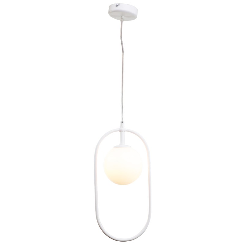 InLight Κρεμαστό φωτιστικό σε λευκή απόχρωση και λευκή οπαλίνα 1XG9 D:40cm (4050-WH) InLight Κρεμαστό φωτιστικό σε λευκή απόχρωση και λευκή οπαλίνα 1XG9 D:40cm (4050-WH)