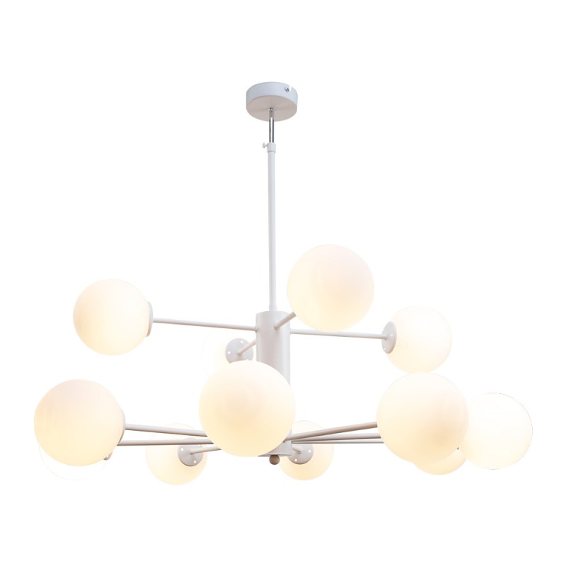 InLight Κρεμαστό φωτιστικό από λευκό μέταλλο και λευκή οπαλίνα 12XG9 D:90cm (5012-12) InLight Κρεμαστό φωτιστικό από λευκό μέταλλο και λευκή οπαλίνα 12XG9 D:90cm (5012-12)