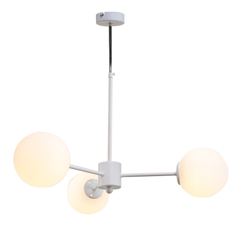 InLight Κρεμαστό φωτιστικό από λευκό μέταλλο και λευκή οπαλίνα 3XG9 D:70cm (5012-3) InLight Κρεμαστό φωτιστικό από λευκό μέταλλο και λευκή οπαλίνα 3XG9 D:70cm (5012-3)