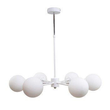 InLight Κρεμαστό φωτιστικό από λευκό μέταλλο και λευκή οπαλίνα 6XG9 D:70cm (5012-6) InLight Κρεμαστό φωτιστικό από λευκό μέταλλο και λευκή οπαλίνα 6XG9 D:70cm (5012-6)