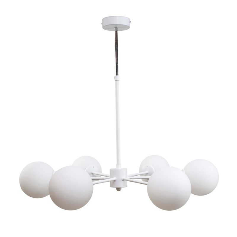 InLight Κρεμαστό φωτιστικό από λευκό μέταλλο και λευκή οπαλίνα 6XG9 D:70cm (5012-6) InLight Κρεμαστό φωτιστικό από λευκό μέταλλο και λευκή οπαλίνα 6XG9 D:70cm (5012-6)