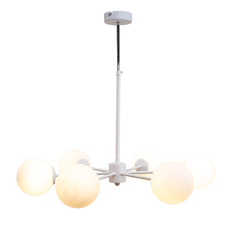 InLight Κρεμαστό φωτιστικό από λευκό μέταλλο και λευκή οπαλίνα 6XG9 D:70cm (5012-6) InLight Κρεμαστό φωτιστικό από λευκό μέταλλο και λευκή οπαλίνα 6XG9 D:70cm (5012-6)