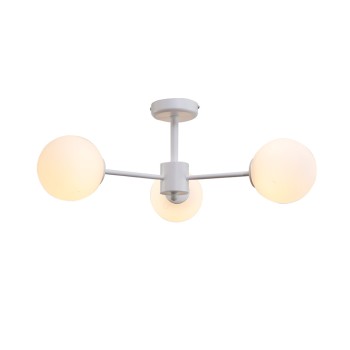 InLight Κρεμαστό φωτιστικό από λευκό μέταλλο και λευκή οπαλίνα 3XG9 D:50cm (5013-3) InLight Κρεμαστό φωτιστικό από λευκό μέταλλο και λευκή οπαλίνα 3XG9 D:50cm (5013-3)