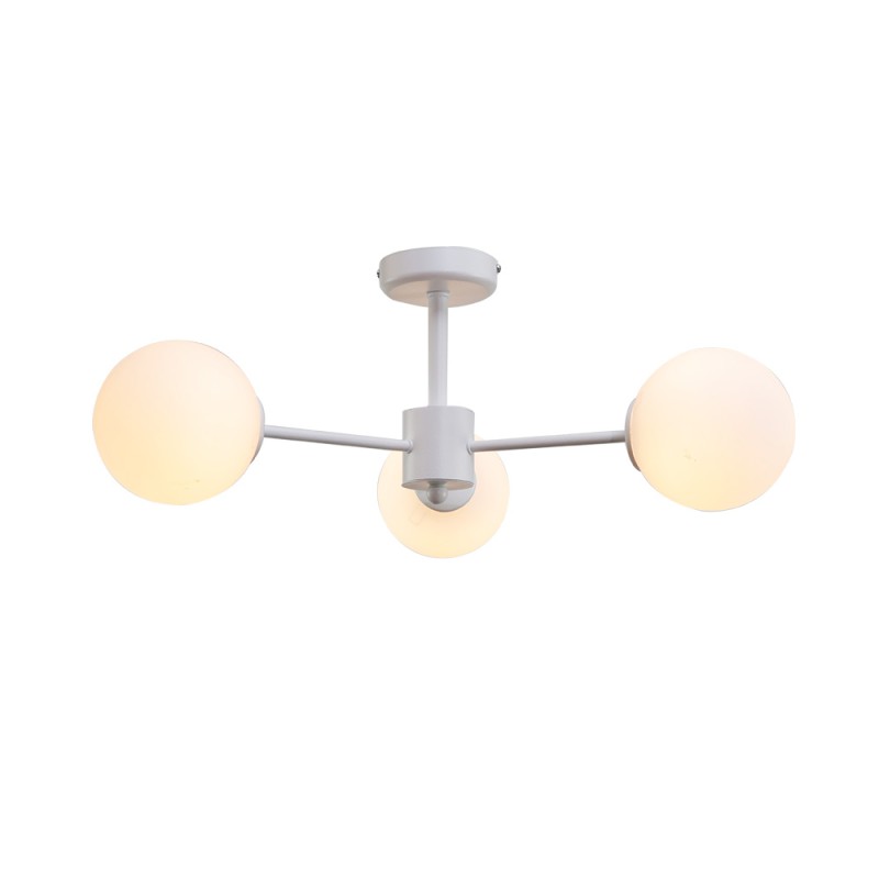 InLight Κρεμαστό φωτιστικό από λευκό μέταλλο και λευκή οπαλίνα 3XG9 D:50cm (5013-3) InLight Κρεμαστό φωτιστικό από λευκό μέταλλο και λευκή οπαλίνα 3XG9 D:50cm (5013-3)