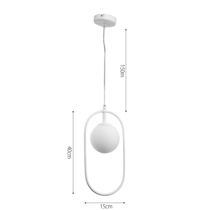 InLight Κρεμαστό φωτιστικό σε λευκή απόχρωση και λευκή οπαλίνα 1XG9 D:40cm (4050-WH) InLight Κρεμαστό φωτιστικό σε λευκή απόχρωση και λευκή οπαλίνα 1XG9 D:40cm (4050-WH)