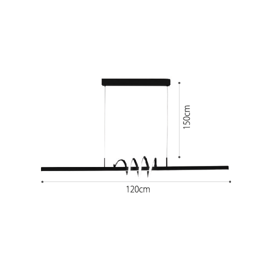 InLight Κρεμαστό φωτιστικό LED 40W 3CCT (by switch on base) σε μαύρο χρώμα D:120cm (6075-BL) InLight Κρεμαστό φωτιστικό LED 40W 3CCT (by switch on base) σε μαύρο χρώμα D:120cm (6075-BL)